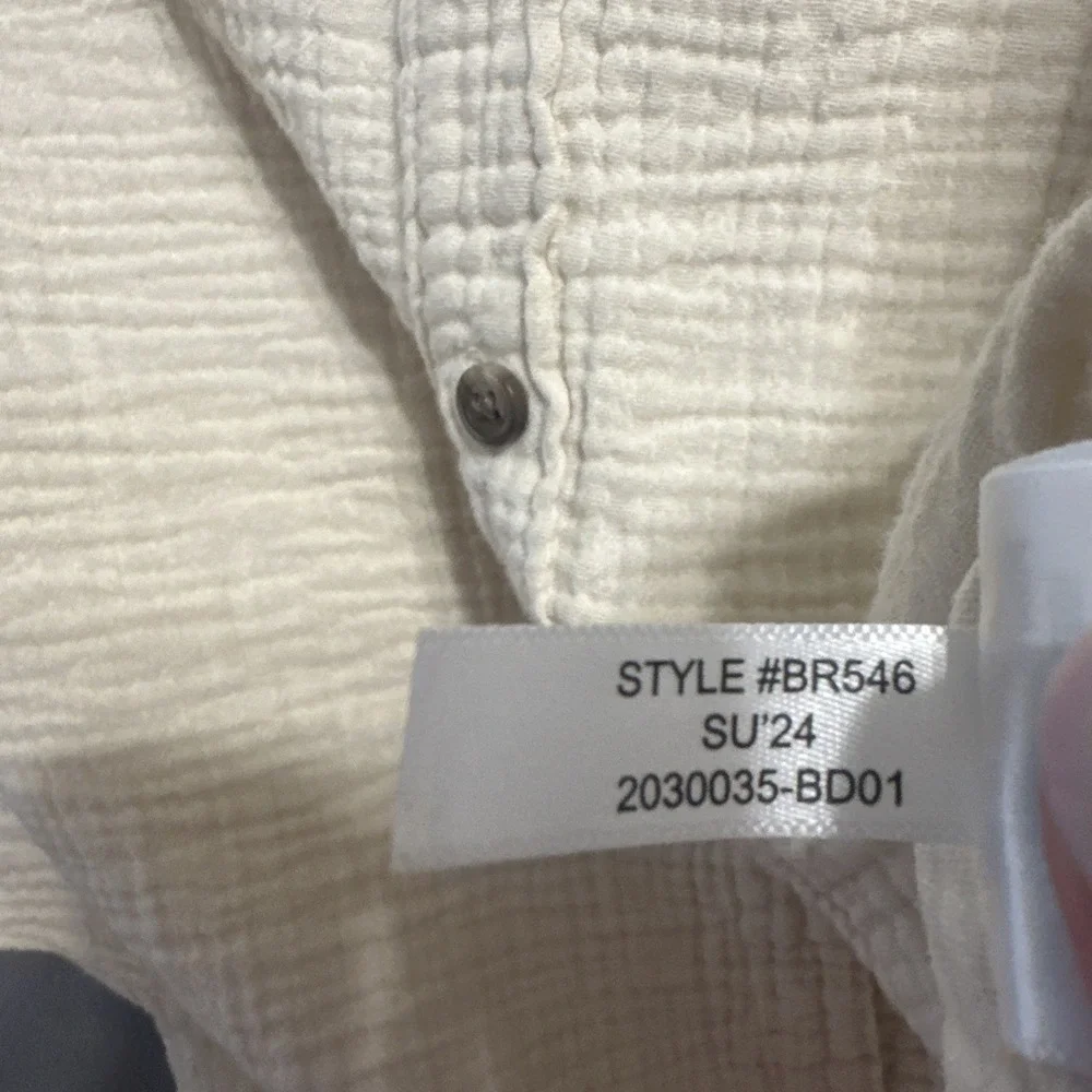 J. Crew Double Gauze Button Down Shirt Mens Size M Cream BR546 S/S Cabana Beach